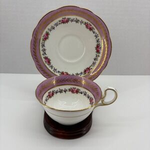 Vintage Aynsley England Teacup Lavender Floral Gold Trim Fine Bone China Tea Cup